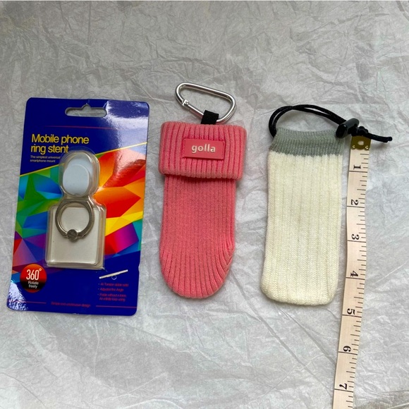 Two Mobile Phone Knitted Cases and a Mobile Phone Ring Stent - Picture 2 of 6